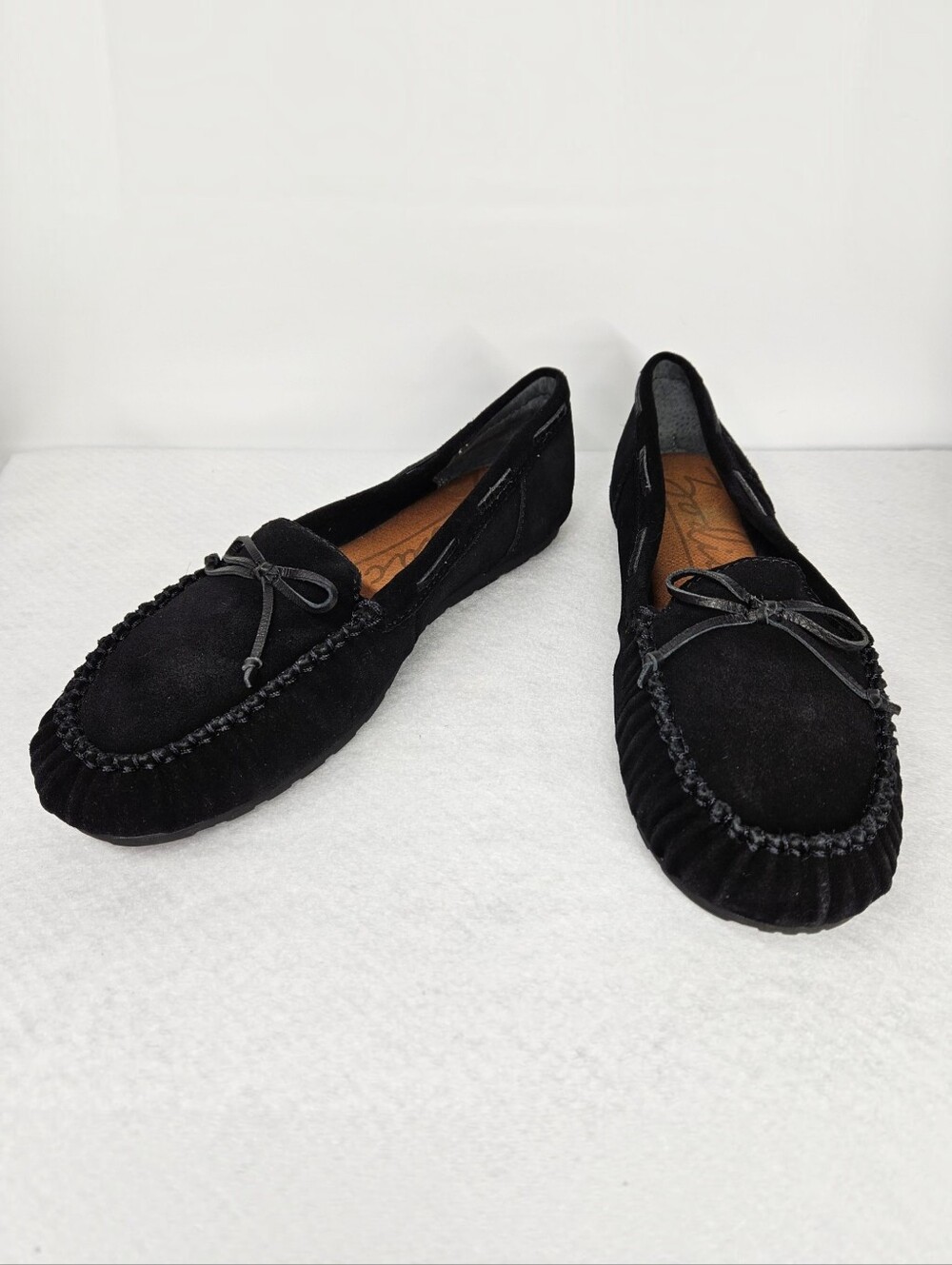 Zodiac Size 9.5 Moccasins Slippers Black Suede Leather Rubber Sole Shoes Comfort